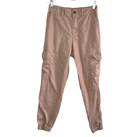 Gap Girlfriend Cargo Jogger Pants Warm Golden Brown Size 2 100% Cotton - Picture 1 of 12